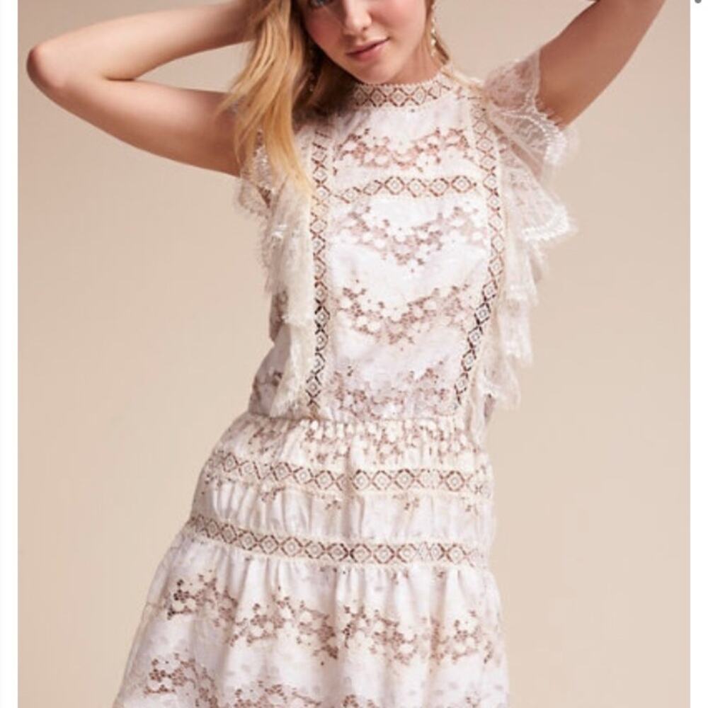 NWT foxiedox marais white ivory lace mini dress